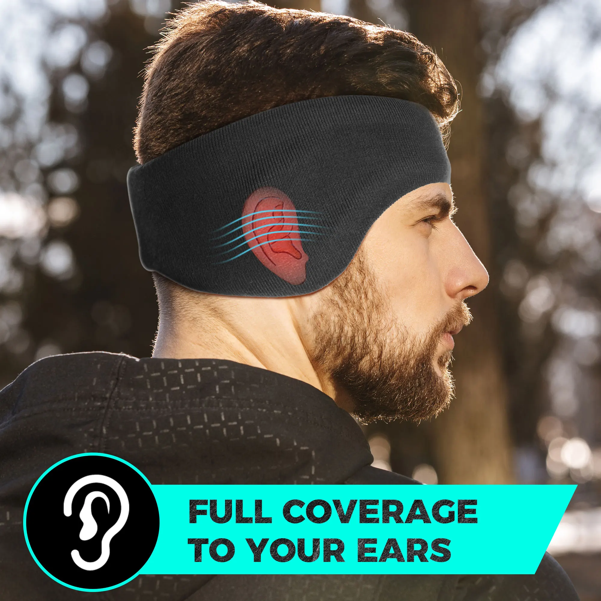 Winter Fleece Bandana Double-layer Ear Warmers Windproof Ski Headbands Outdoor Sport Running Yoga Gym Cycling Snowboard Headwear