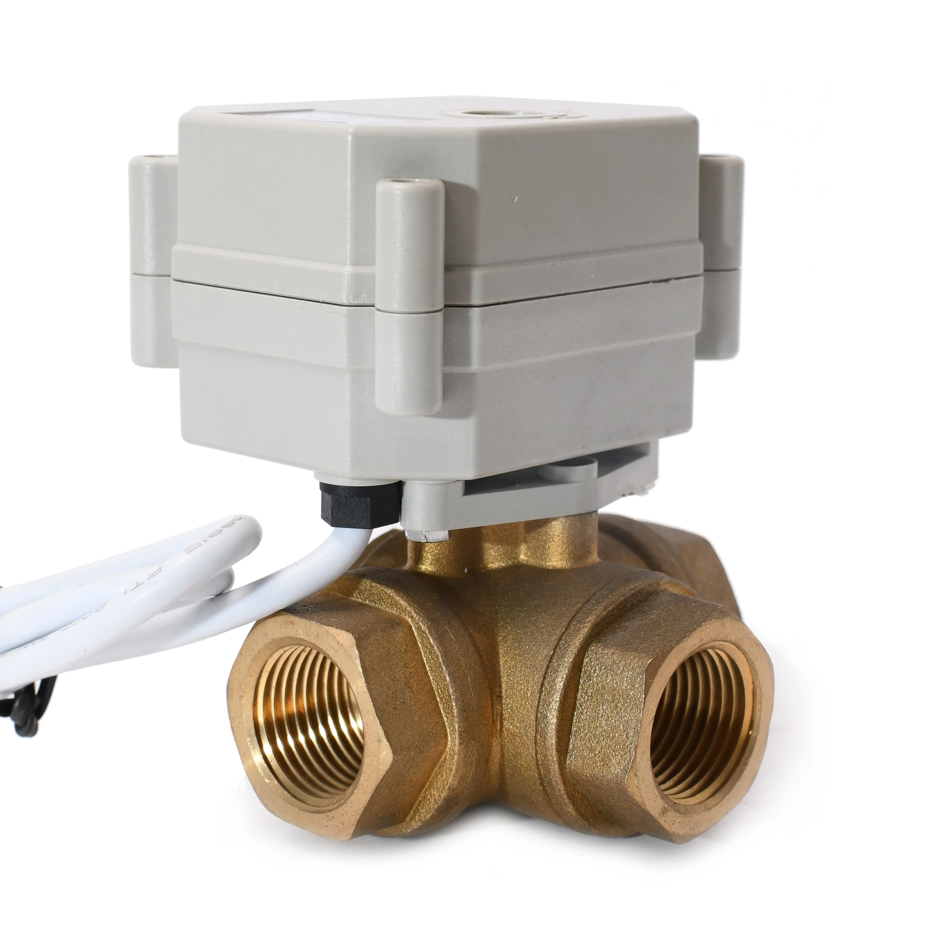 

TONHEFLOW 3 Way 3/4" Inch T Port AC/DC9-24V Electric Actuator Brass Ball Valve Normal Close