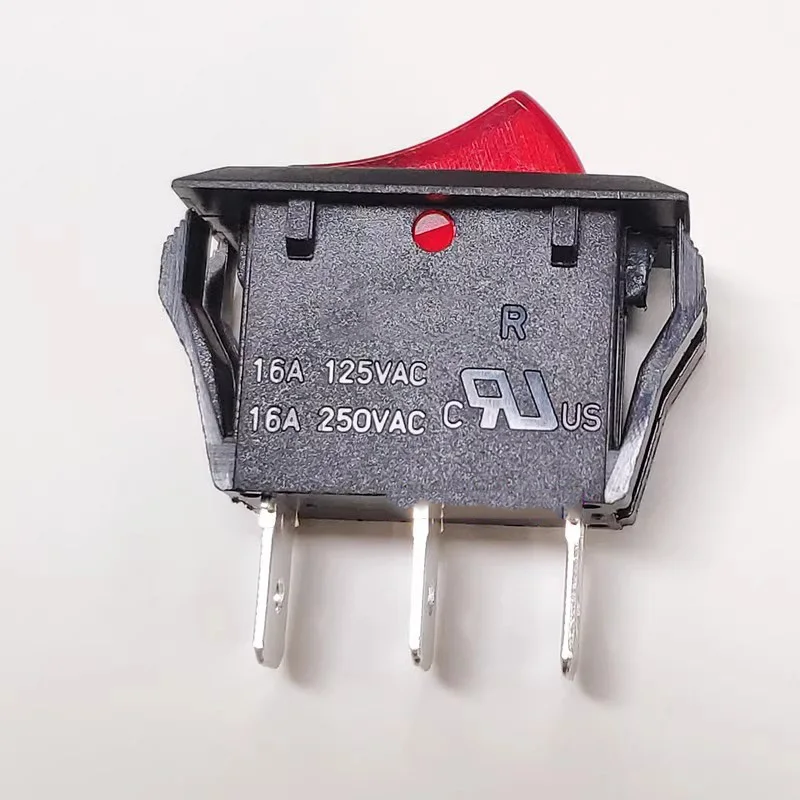 Taiwan original ship type switch R-2-110-CPL-BR three-pin on/off red light rocker switch UL VDE CQC certification