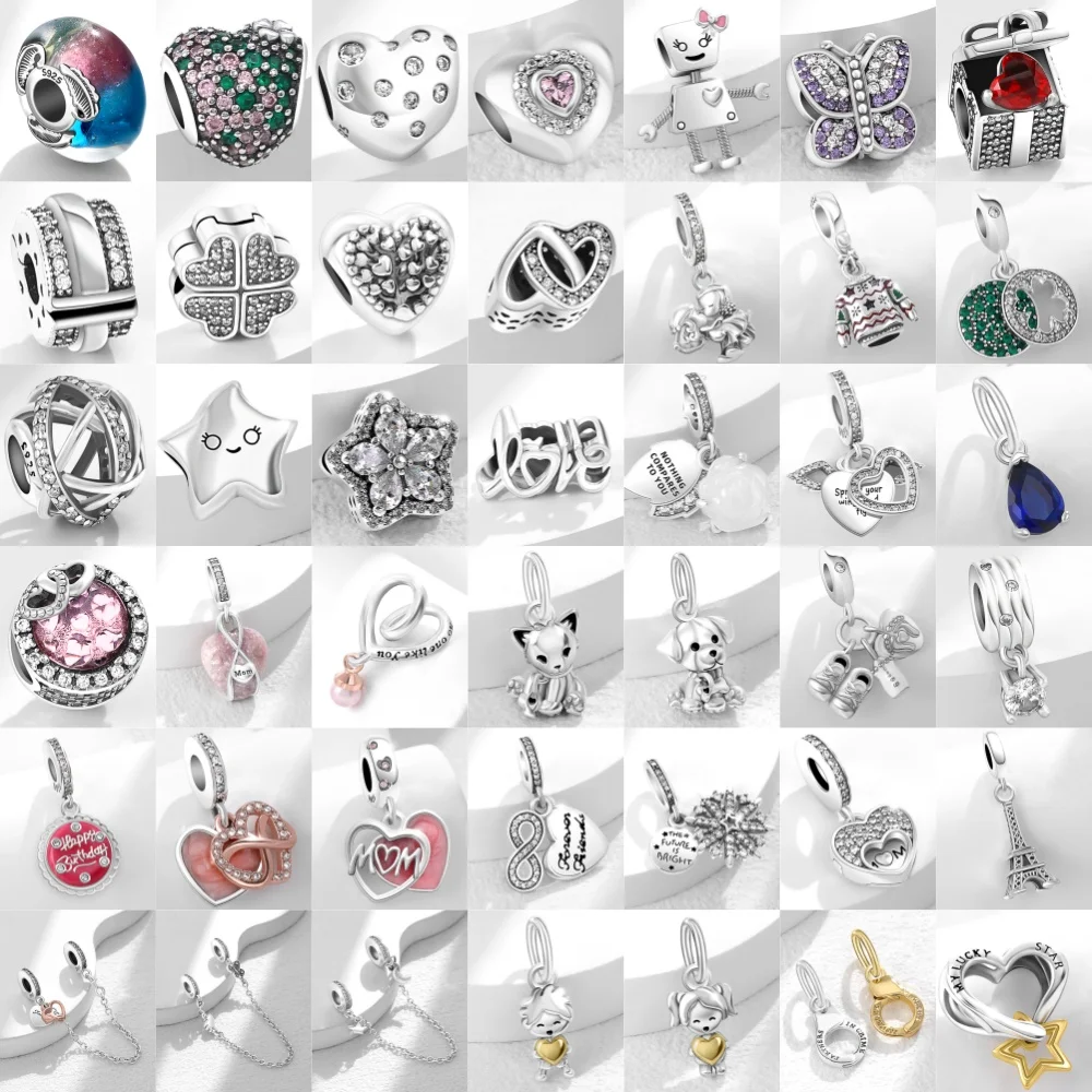 

925 Silver， Butterfly, Beaded Cat, Dog, Pendant Sun Moon Safety Chain, Fits Original Bracelet DIY Accessories Exquisite Jewelry