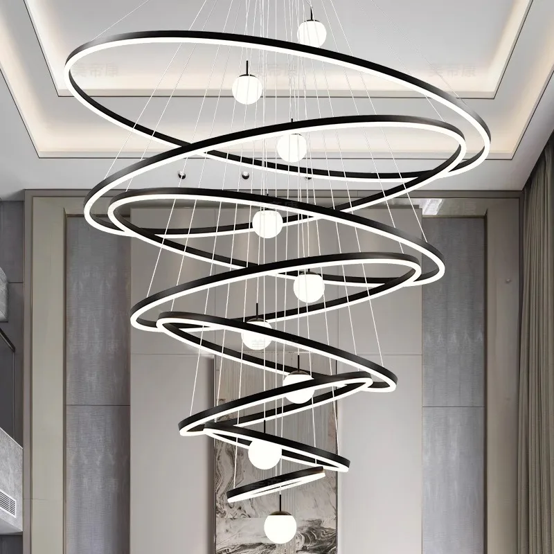 

Modern LED Branch Chandelier, Entrance Hall Staircase, Circular Dimmable Living Room, Duplex Room Lighting, Ceiling Chandelier