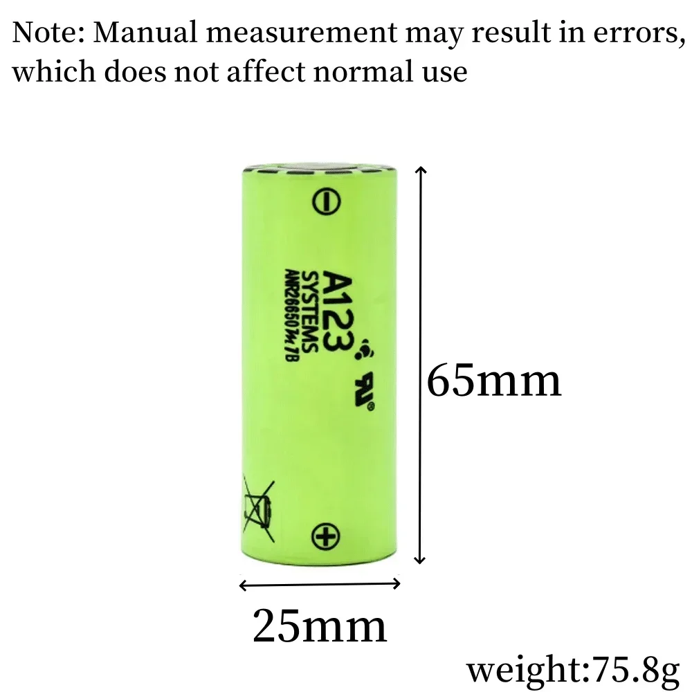 Baterai isi ulang M1B 3.7 mah A123 2500 v 26650 mah sel keluaran tinggi Li-ion