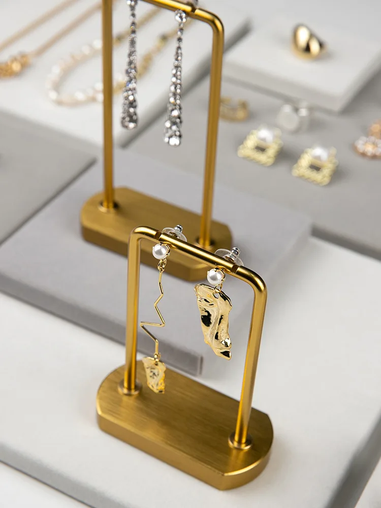 Metal Holder Finger Jewelry Earring T Bar Shelf Hanging Display Stand Ear Studs Storage Organizer Hole Rack