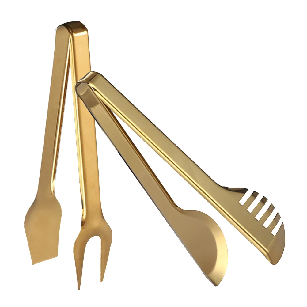 

2pcs Stainless Steel Food Tongs Kitchen Clamps Bread Bbq Serving Clips Durable For Family Restaurant Use Portable Spaghetti