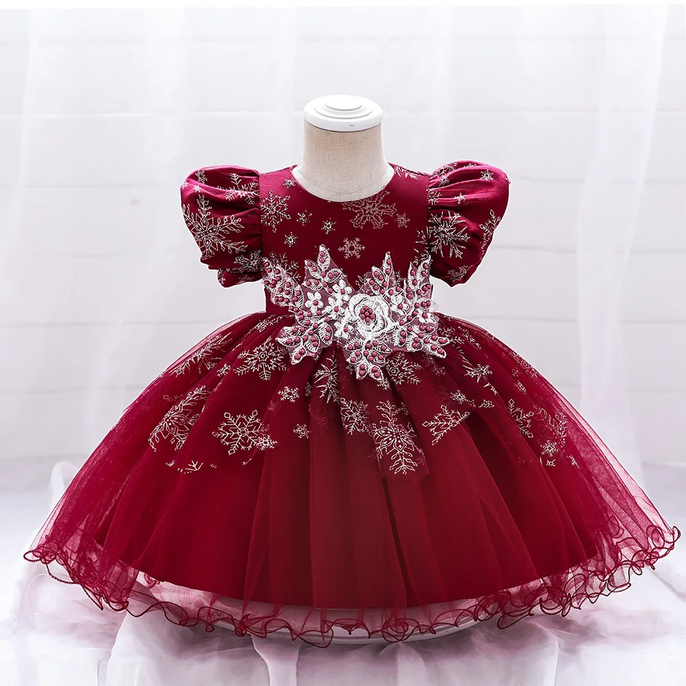 

Toddler Baby Princess Christmas Dress For Girls Children Red New Years Costumes Applique Elegant Kids Girl Wedding Party Dresses