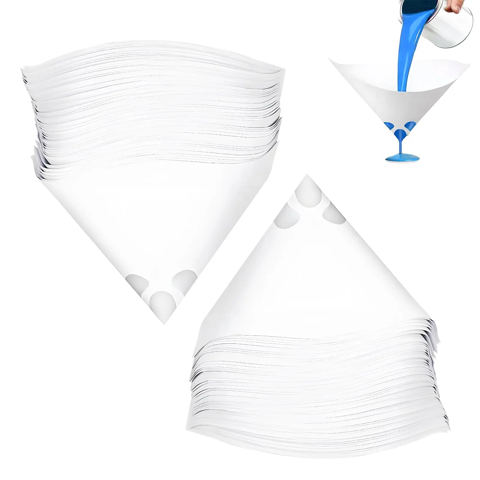 

100-500 шт. одноразовых сетчатых фильтров-воронок для очистки автомобильной краски, нейлоновые микронные бумажные фильтры-конусы