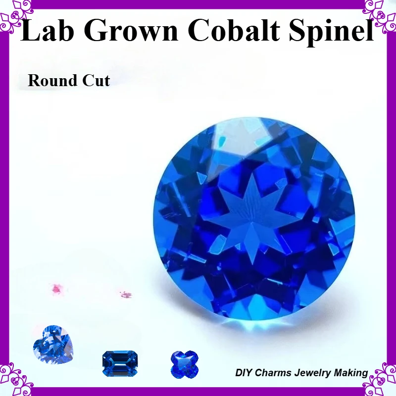 Hochwertiger im Labor gezüchteter Cobalt-Spinell-Edelstein im Rundschliff für DIY-Ringe, Halsketten und Ohrringe, Hauptmaterialien wählbar, Zertifikat inklusive – Detail 1