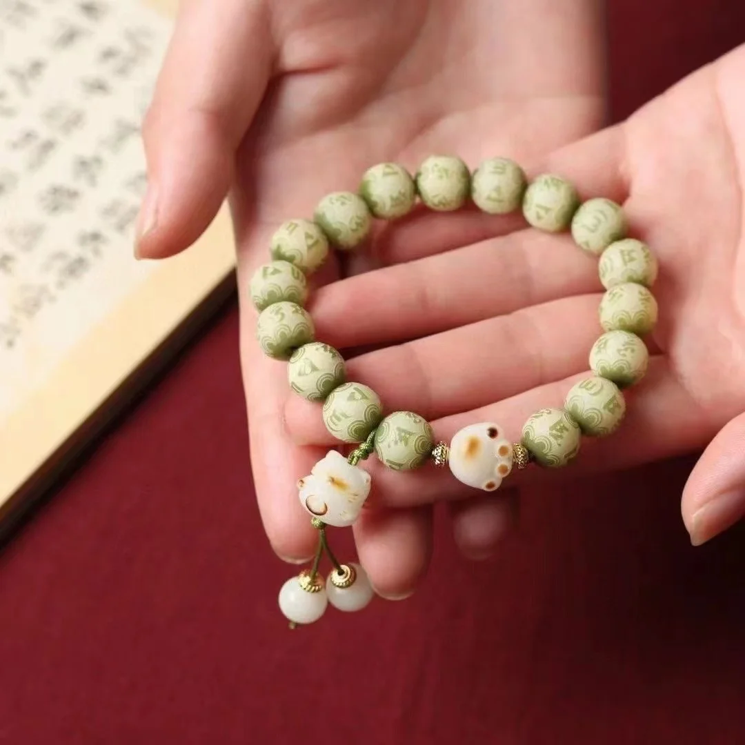 Natural Bodhi Root Bracelet Natural High-density White Jade Bodhi Beads Hand-held Bracelet for Playing with Soft Fingers