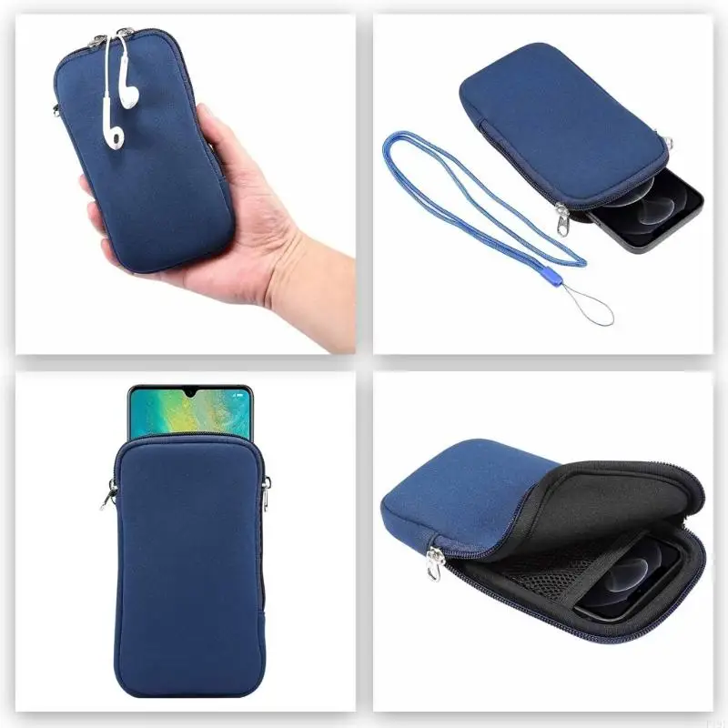 

Ergonomic Fabric Phone Protector Case Antiscratch Interior Detachable Neck Cord Portable Carry For Traveler F19E