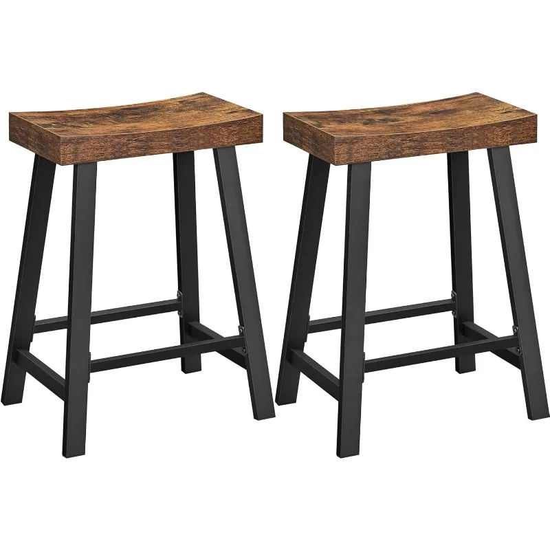 

Set of 2 Bar Chairs, Kitchen Breakfast Bar Stools with Footrest, 23.6 Inches High, Industrial in Living Room, Party Room