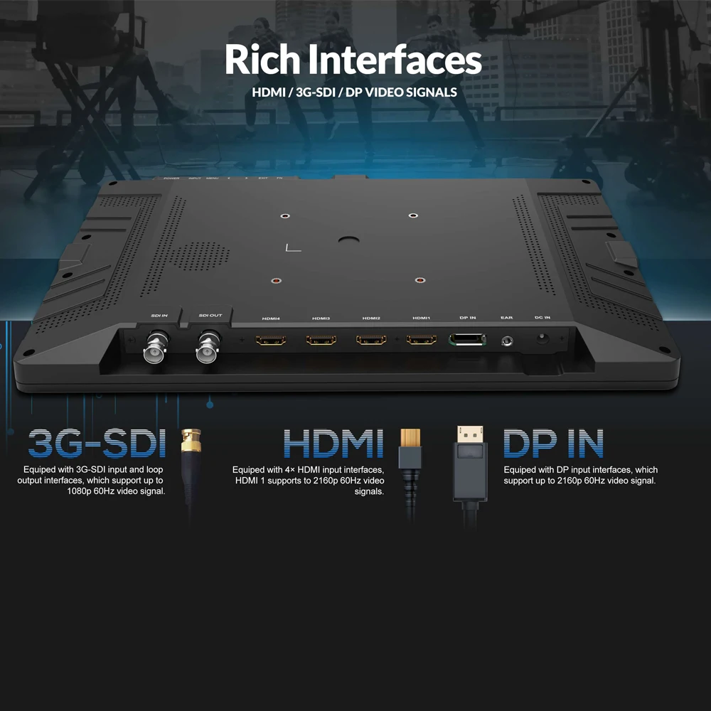 LILLIPUT A13 DCI-P3 13.3 Polegada 4K OLED Monitor de câmera de transmissão 4 canais para entradas HDMI 3G-SDI DP Monitor de espaço colorido para campo