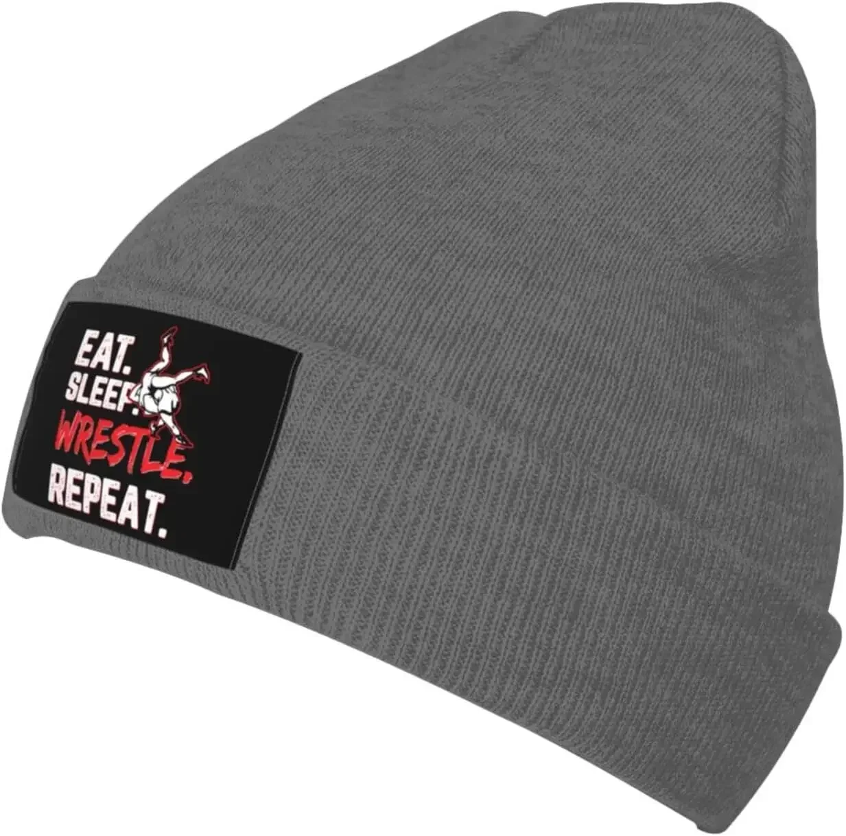 Eat-Sleep-Wrestle-Repeat-Wrestling Mens Winter Beanie Hat Skate Cap for Women Soft Stocking  Stretchy Warm Knit