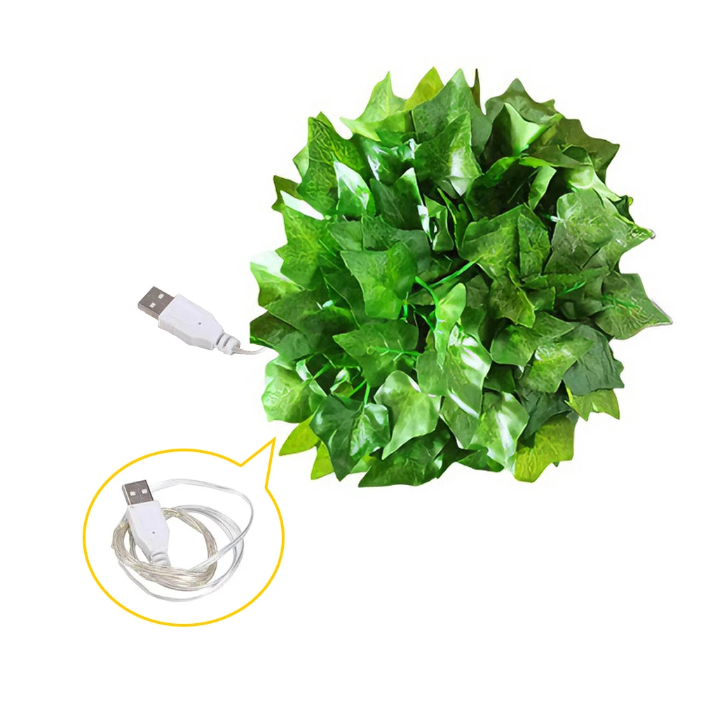 Lampu LED String Daun Eucalyptus Hijau Daun Maple 5V USB Daya Baterai Dekorasi Pernikahan Natal 2M 5M 10M Lampu Peri