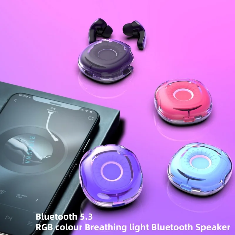 

Brand new RGB full-color donut in ear BT5.3 wireless Bluetooth earphones, long battery life TYPE-C fast charging noise reduction