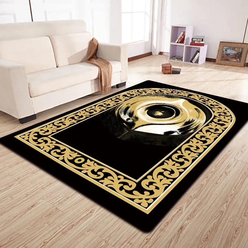 

8 Persian Style Gold Pattern Printed Rectangle Carpet Rug For Bedroom Living Room Fluffy Bathroom Rug Nonslip Mat Home Decor