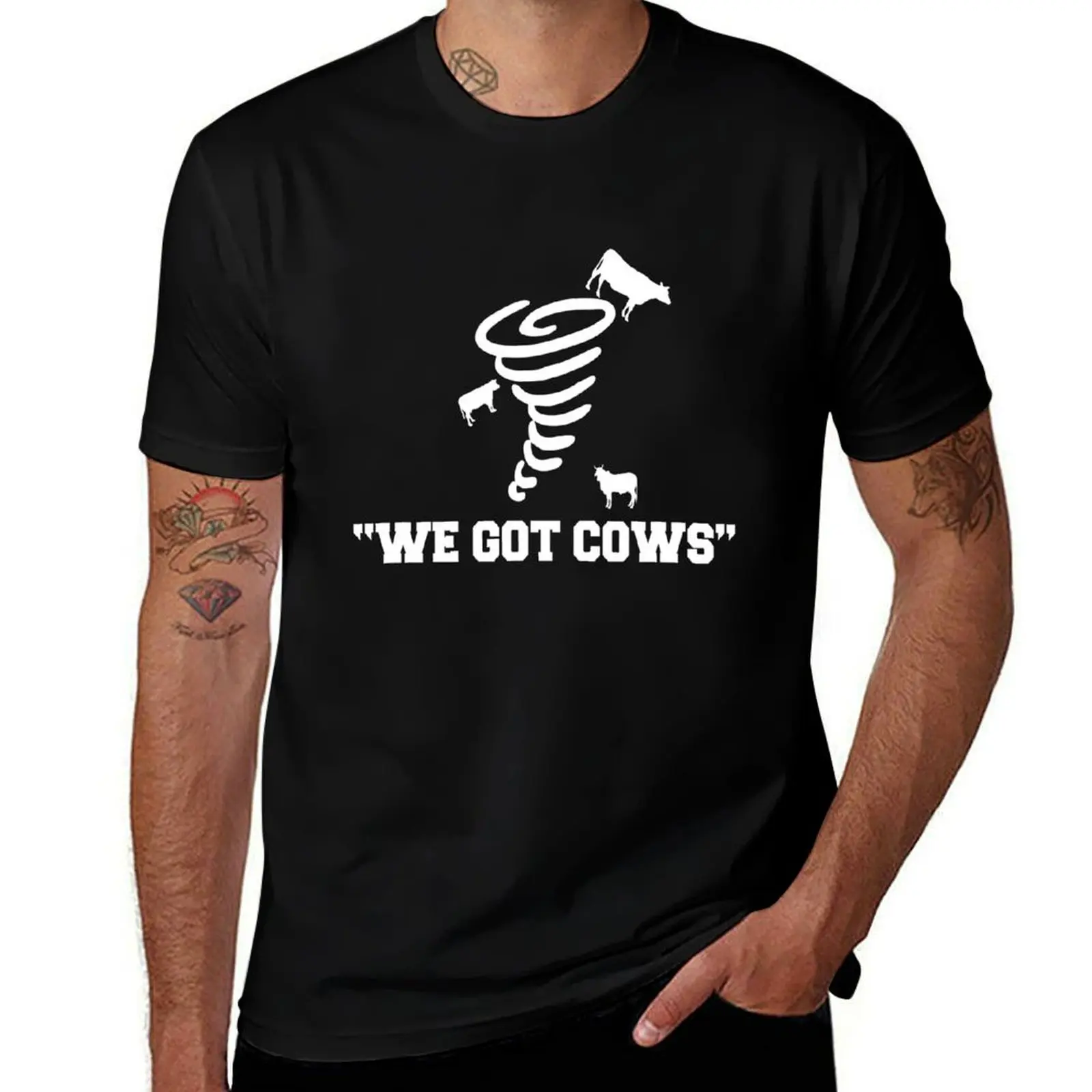 We Got Cows Funny Tornado T-Shirt hippie clothes blue archive sweat plus size tops mens t shirts pack