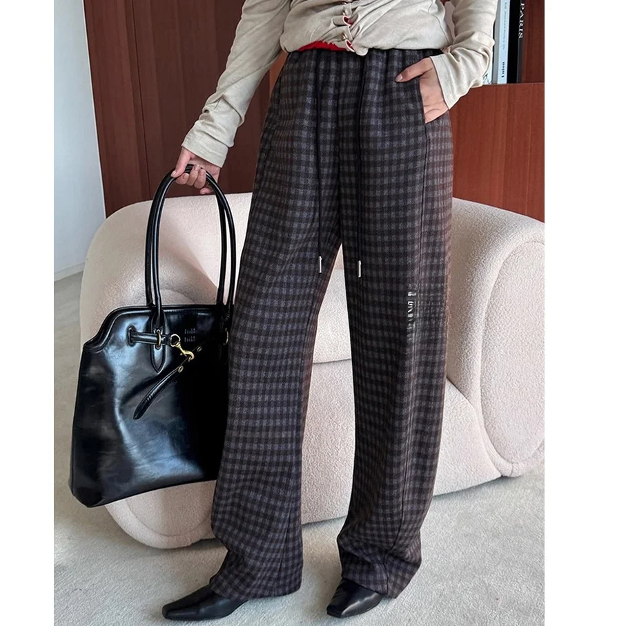 

Slimming Casual Pants Women's Loose Elastic Waist Dstring Pear ape Trousers Autumn Winter Cheered Bend Knife Pants