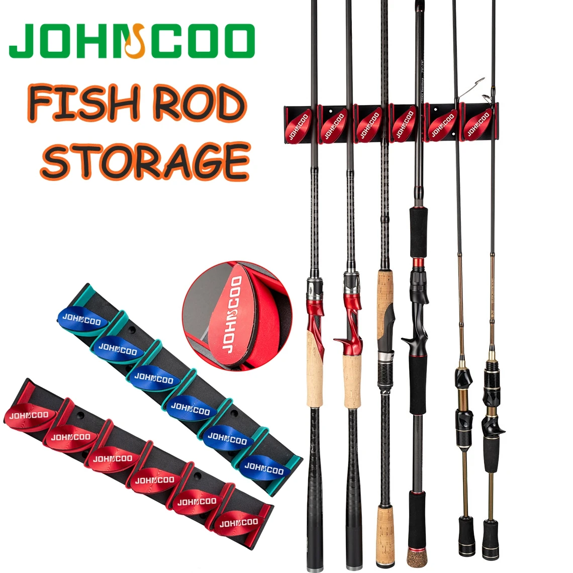 Держатель для удочки Johncoon, 6 ячеек, настенная вешалка для удочки, легкое хранение, экономия места