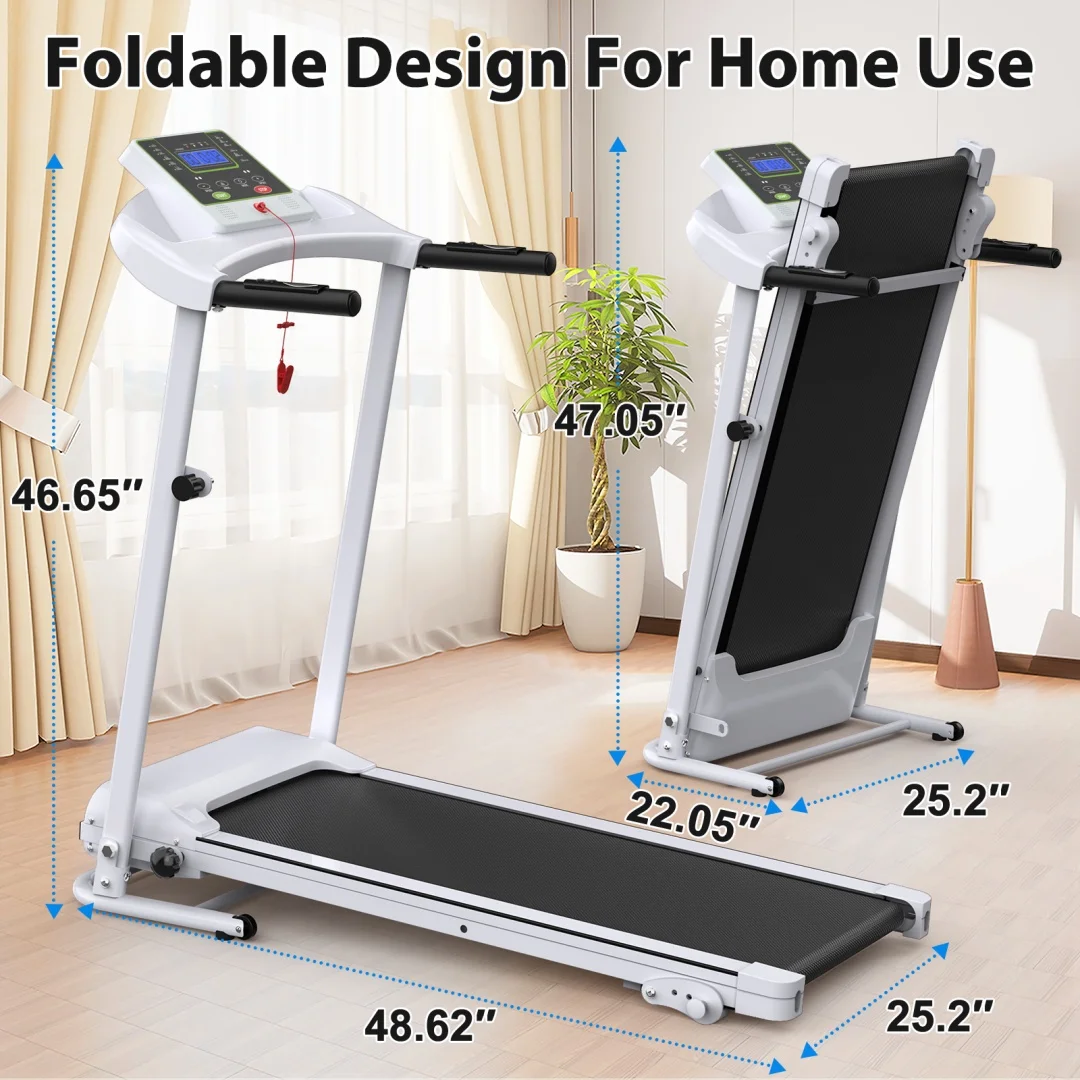 2025 Hot Sale Foldable Home Treadmill, 3.0HP Motor, LCD Screen, 3-Level Incline for Cardio Training