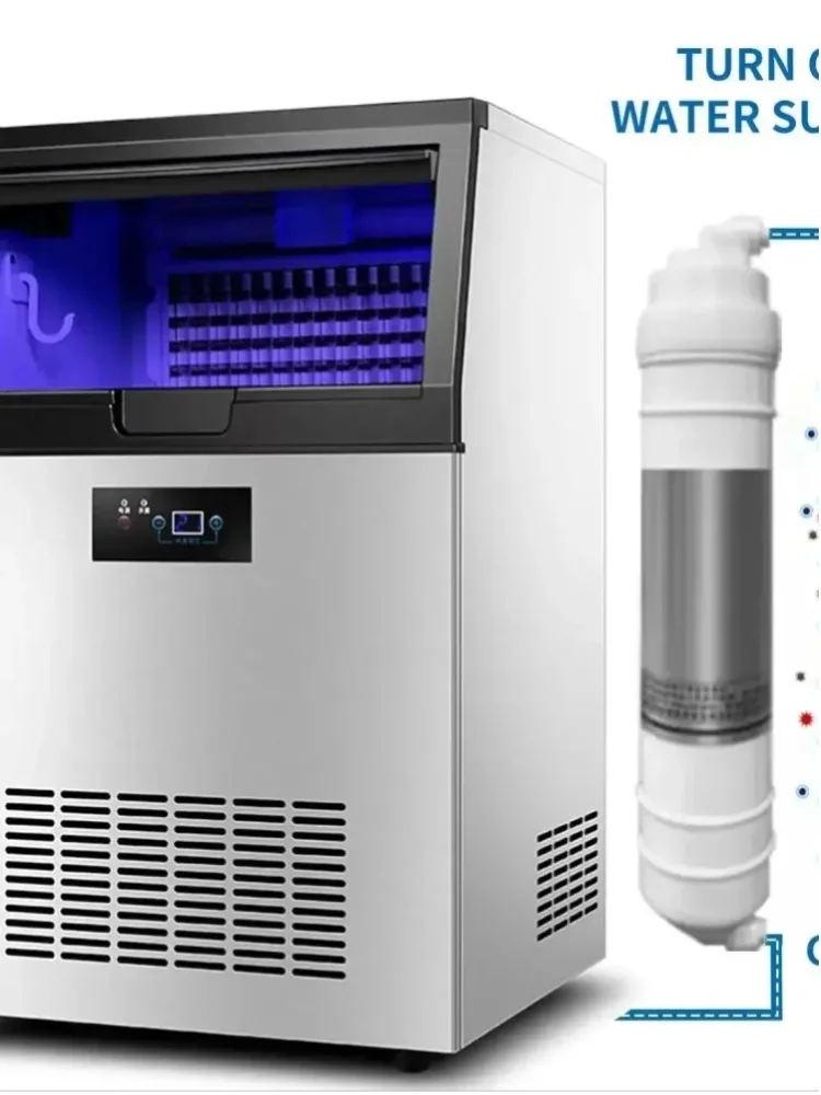 SIHAO 60Kg/H 220V Gewerbliche Eismaschine, Hochleistungs-Würfeleismaschine für Café, Milchtee-Laden, Bar, Hochleistungs-Eisbereiter