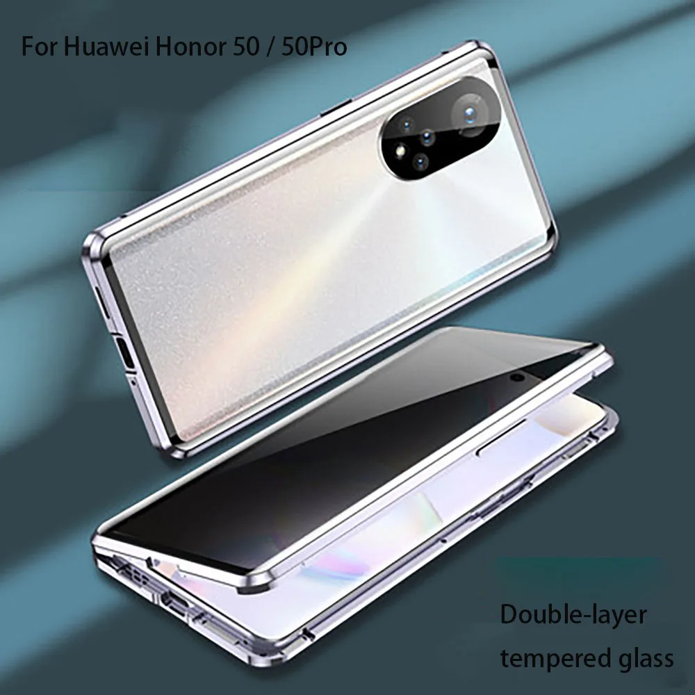 

Двухслойный Магнитный абсорбирующий стеклянный чехол для Huawei Honor50 45 ° С защитой от просматривания для Honor 50Pro, защитный чехол с полным покрытием