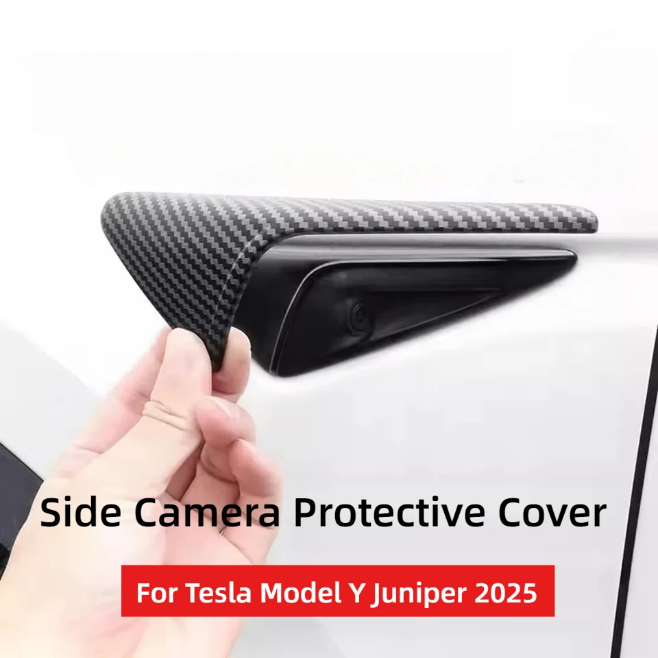 

Для Tesla Model Y Juniper 2025 Model 3 Highland 2024, крышка боковой камеры, защита объектива, аксессуары для модификации из АБС-пластика из углеродного волокна