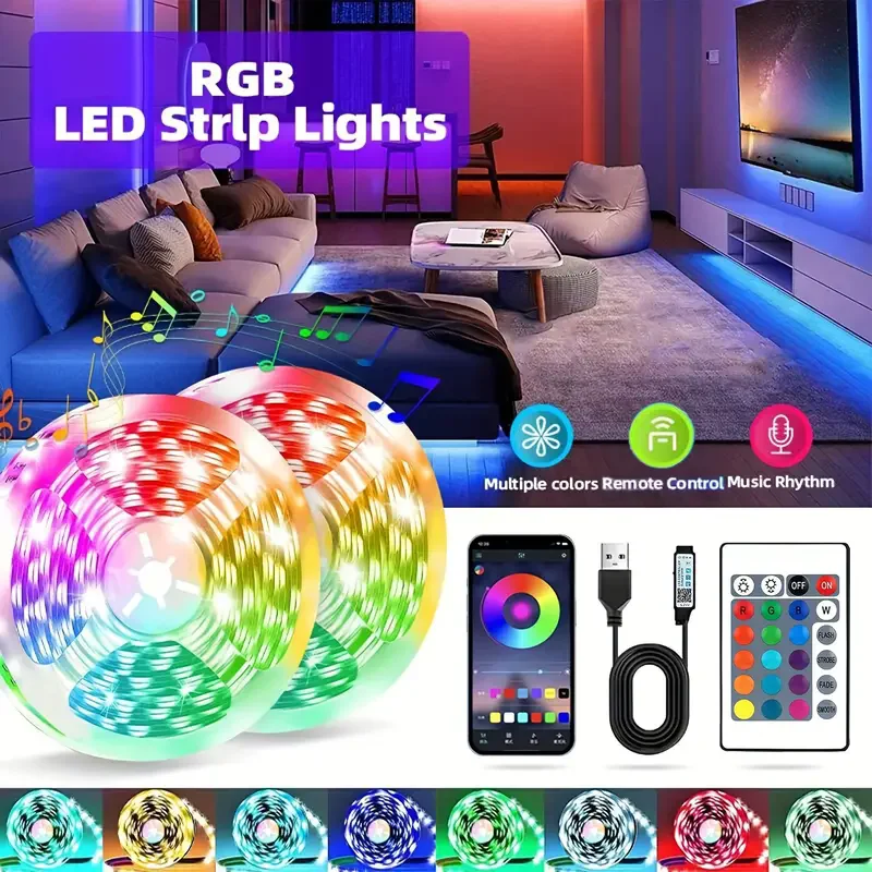 Гибкая светодиодная лента для спальни, отеля, 3-100 футов, с управлением через приложение