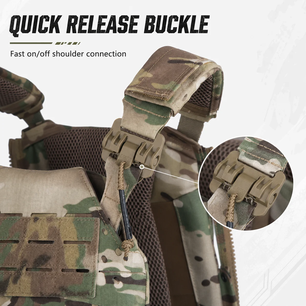 LV-120 Tactical Vest Lightweight Plate Carrier Laser Cut MOLLE Adjustable Cummerbund Quick Release for Airsoft Hunting