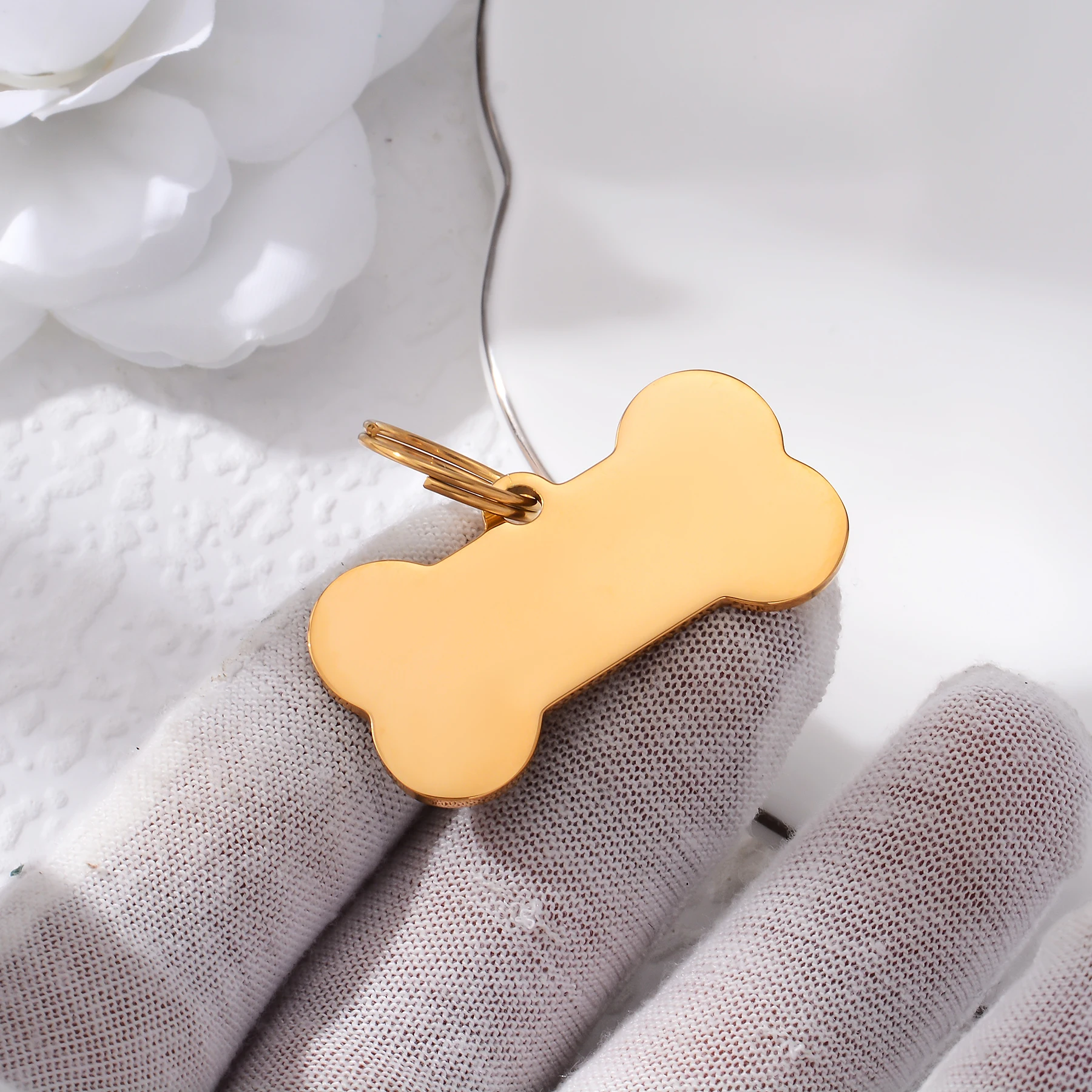 Custom Bone Dog Keychain Engraved Pet Portrait Name Telephone Tag Stainless Steel Jewelry Anti-Lost Cat/Dog Collar Pendant Gift view 5
