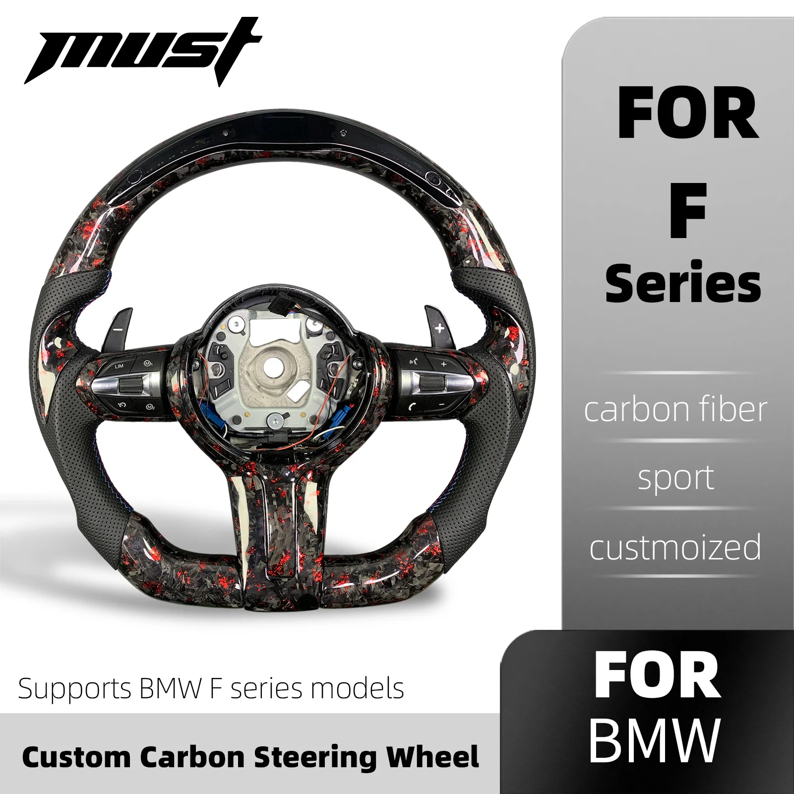 for BMW Real Carbon Fiber Steering Wheel M3 M5 3 Series 5 Series F10 F20 F30 F31 F32 Automotive Sport Real Leather