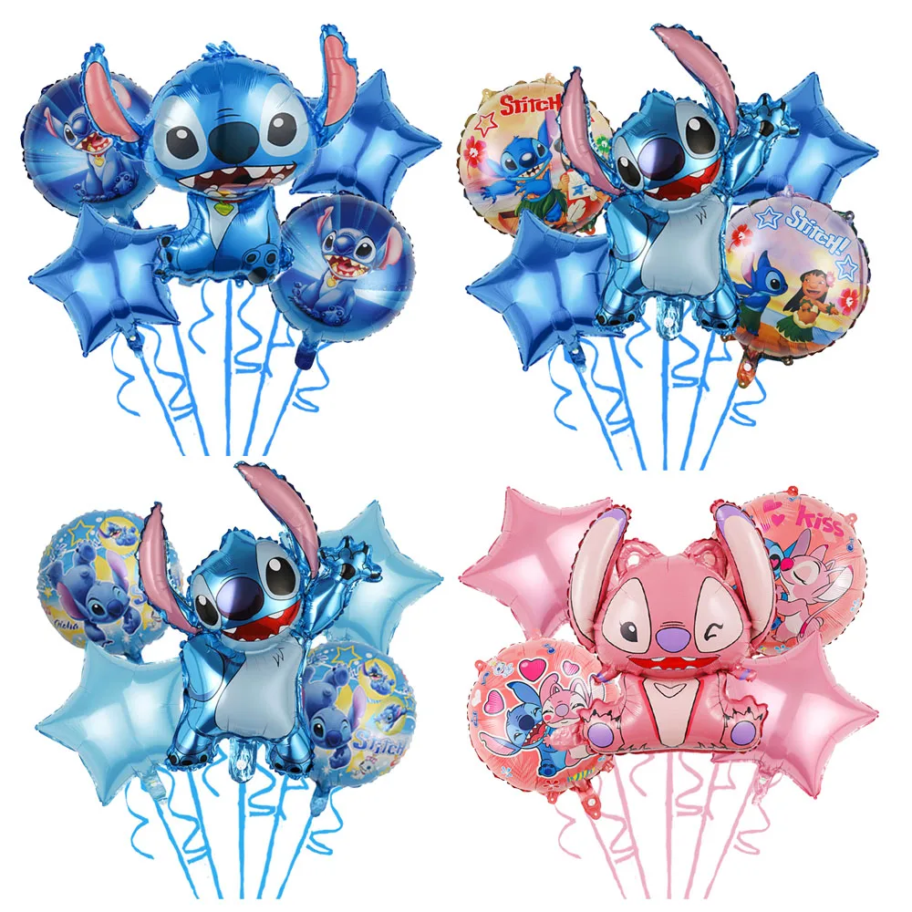 5pcs Disney Lilo & Stitch Balloon Cartoon Party Decor Birthday Decor Supplies Anime Kids Girl Boy Toys Party Favors Balloon Gift