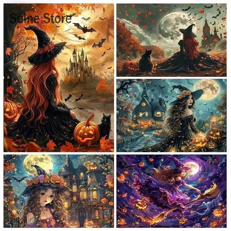 1 Box 500 Pieces 38X52CM Witch Ghosts Jigsaw Puzzles 500 Pieces Cardboard Picture Landscape Puzzles Family Games