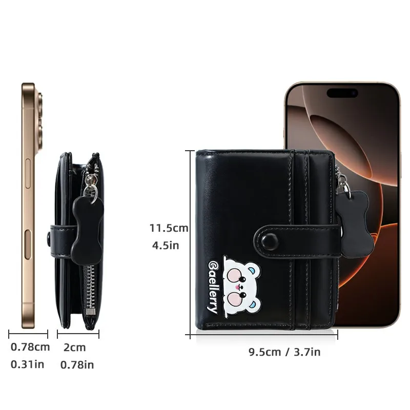 1Pc Cute Cartoon Bear Women's Short Wallet, Multi-Card Slot Zipper Coin Purse, Lightweight Pu Leather Pocket Wallet, Suitable for Travel, Outdoor Use, and Commuting, Gift for Girls