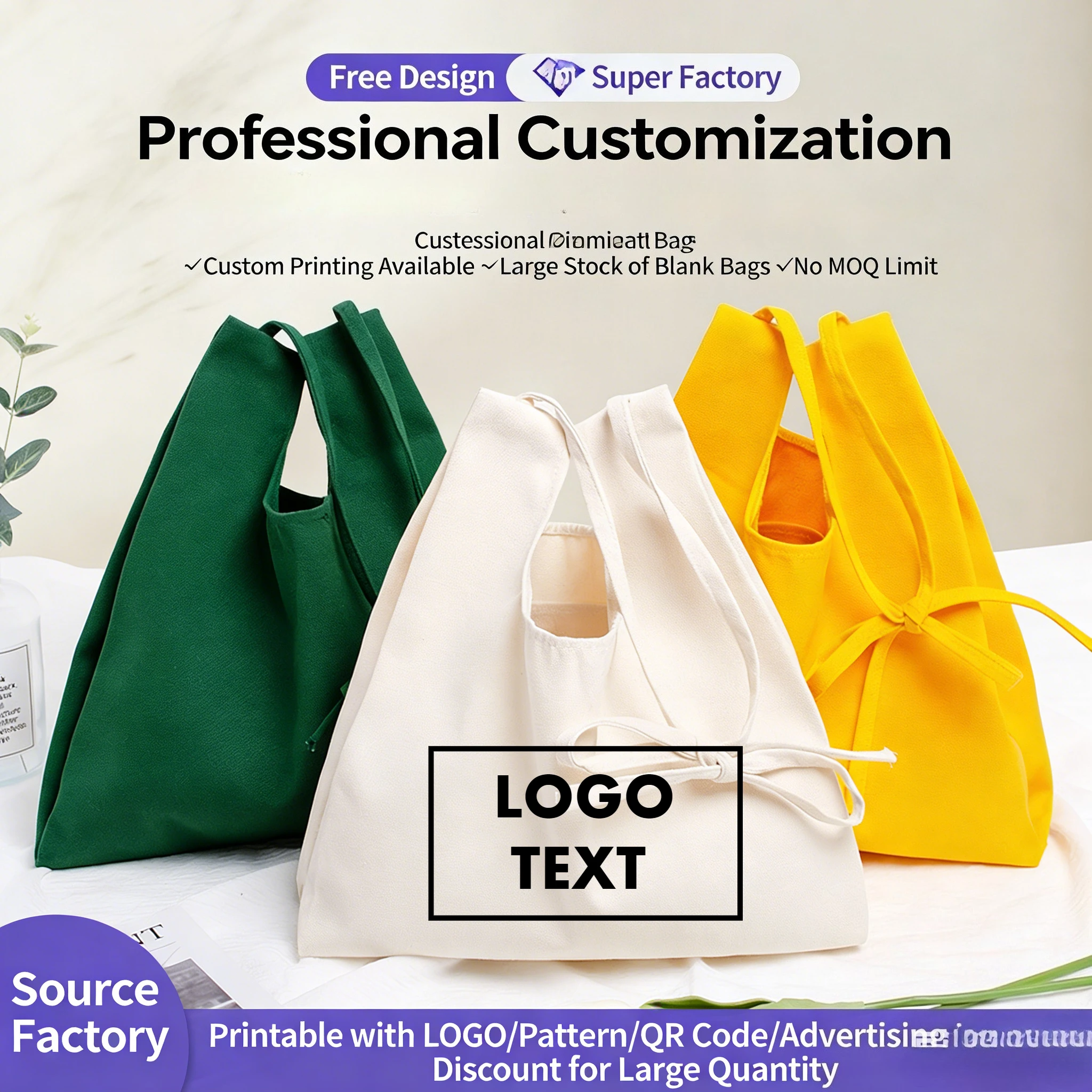 Customized Logo Wholesale Blank Cotton Shoulder Bags Eco-friendly Shopping Bags Custom Color Cotton Canvas Tote Bags