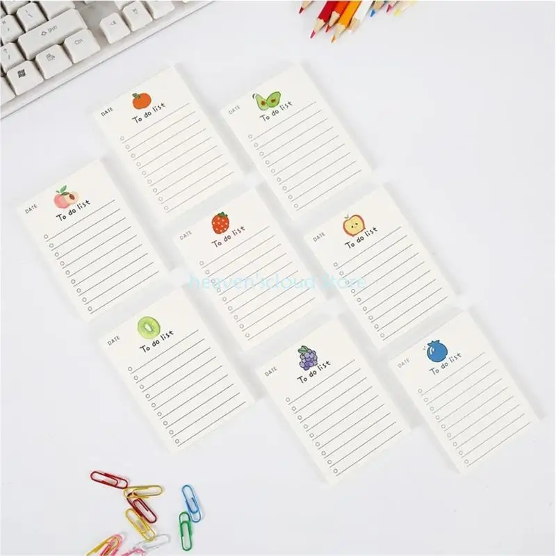 Y88B 8Pcs Fruit Design Note Tearable Notebook Friendly Paper Portable Planner For Office School Journaling