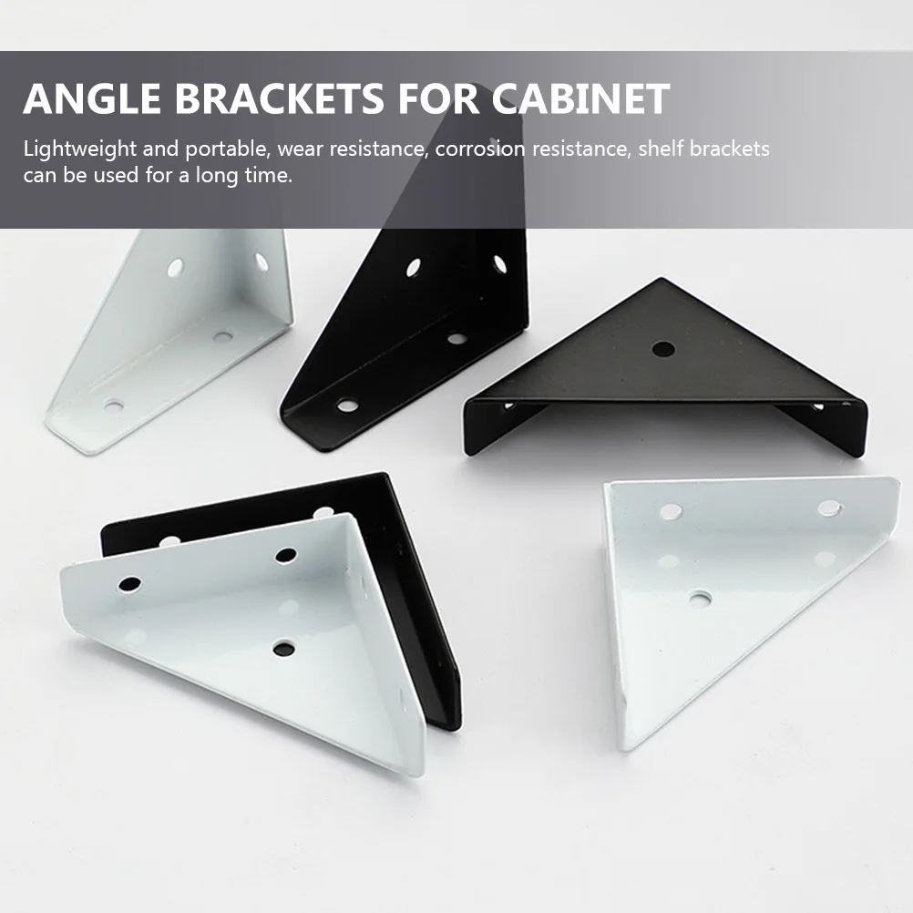 

4Pcs Triangular Corner Braces Iron Shelf Brackets Heavy Duty Angle Supports Durable Furniture Fasteners for Bedroom Kitchen