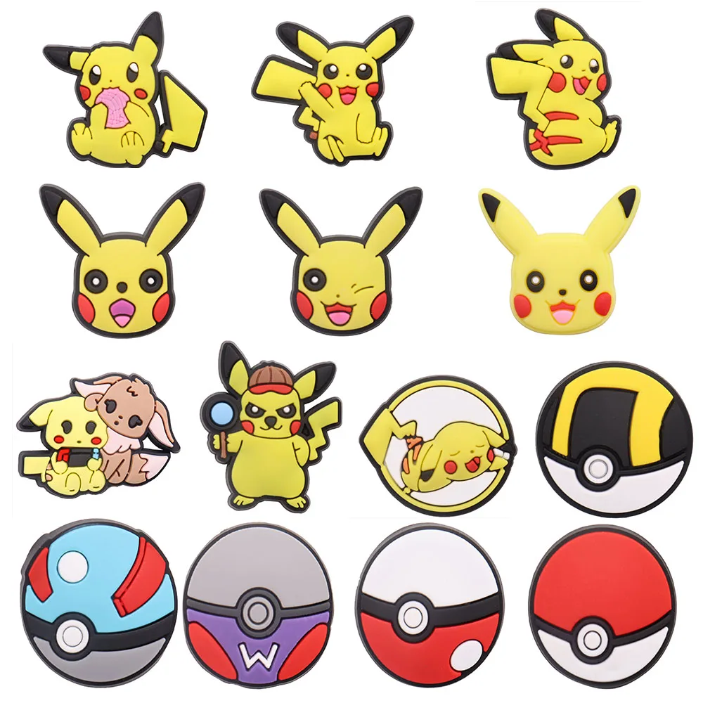 

Wholesale 50Pcs PVC Poke Ball Magical Creatures Pikachu Shoe Charms DIY Kids Pokemon WristbandcuteCharms Decorations