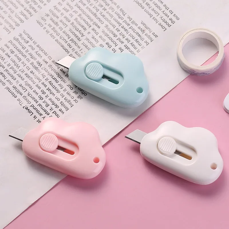 Cute Rabbit Cloud Color Mini Portable Utility Knife Paper Cutter Cutting Paper Razor Blade Office Stationery Cutting Supplies