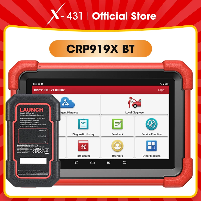 X-431 LAUNCH CRP919X BT OBD2 Scanner Automotive Diagnostic Tools Car CANFD DOIP ECU Coding OBDII Professional Scan Free Shpping