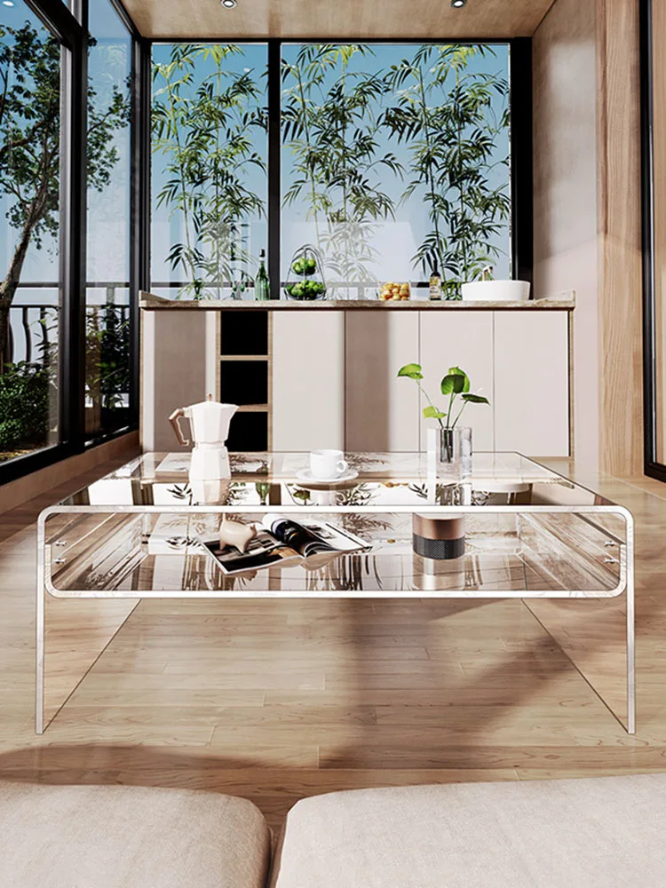 Acrylic Transparent Coffee Table,Home Living Room,TV Cabinet,Sofa,Central Tables,Modern Bay Window,Low Table,Movable Furniture