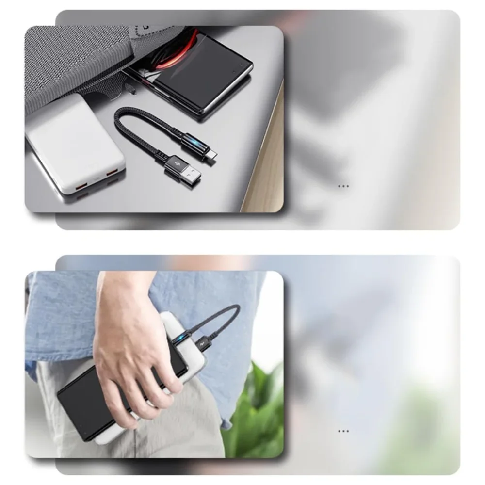 25cm Short Nylon Charger Data Cable Micro USB Type C Cables For iPhone 14 Huawei 2.4A Fast Charging Power Bank Phone Cord Wire