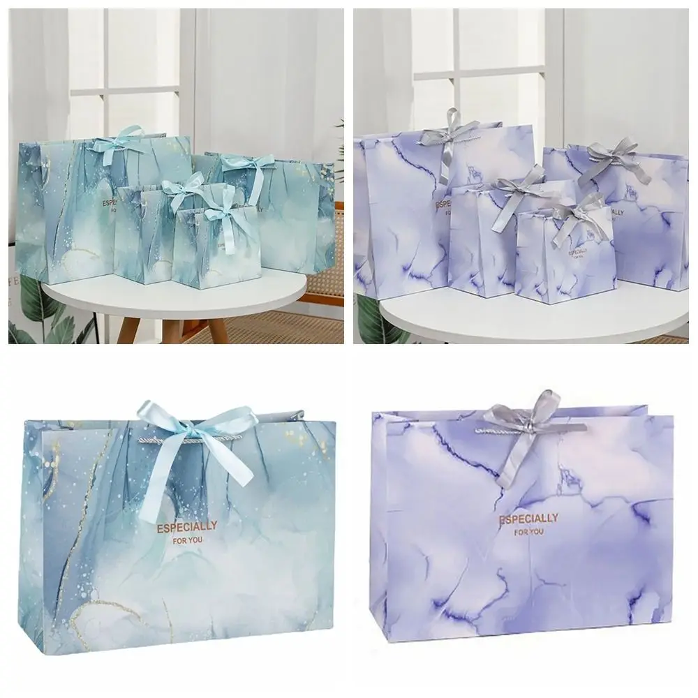 Creative Multi-size Marble Printing Gift Bag Blue Purple Large Capacity Handhold Tote Luxury Marble Pattern Packaging Handbag