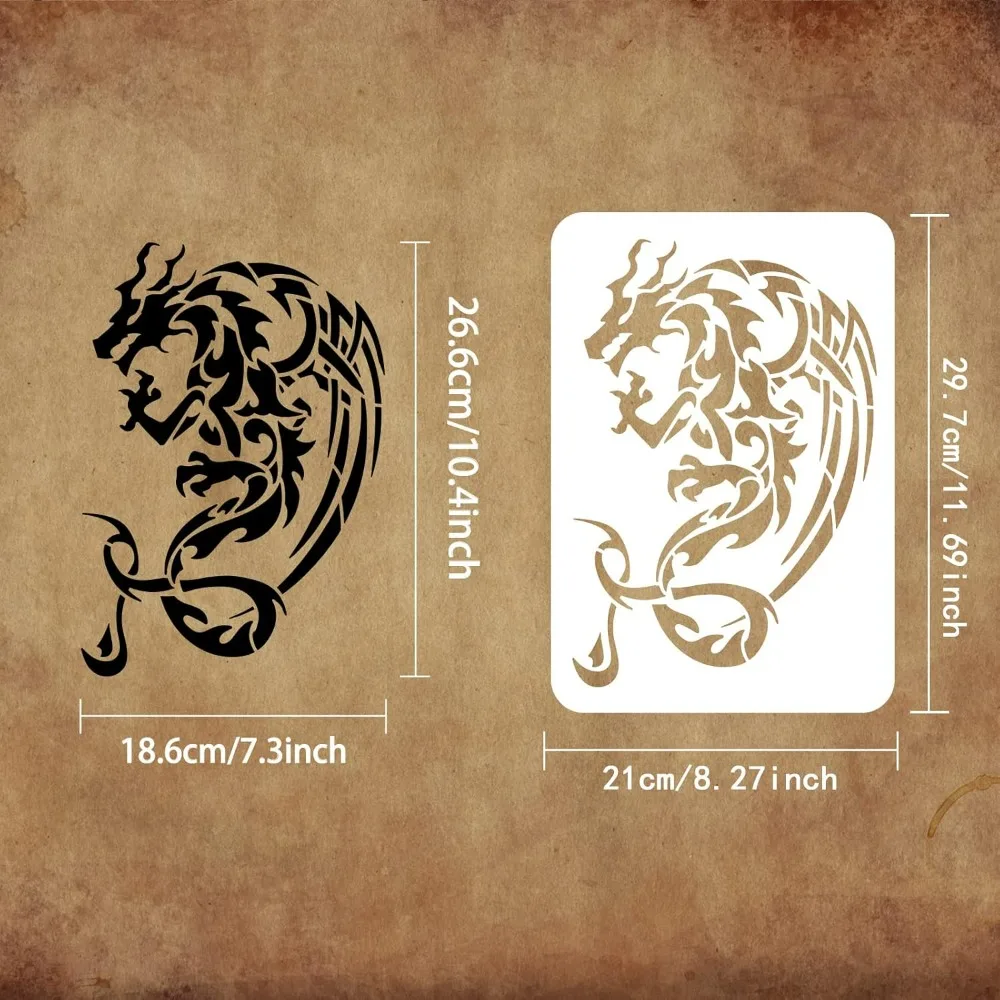 Dragon Stencil 11.7x8.3 inch Gothic Dragons Stencil Plastic Dragon Painting Templates DIY Celtic Knot Dragon Stencil Reusable