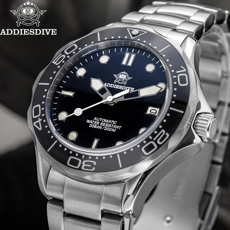 

ADDIESDIVE Automatic Watch Sapphire NH35 Mechanical Stainless Steel Ceramic Bezel Super Luminous 200m Waterproof Watches For Men