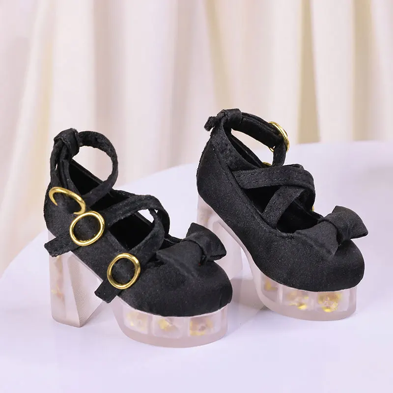 1/4 BJDドールシューズ ハンドメイド 5.2cm * 2.2cm カラーブロッキング ビッグボウ ハイヒール ドールアクセサリー おもちゃ 厚底 カジュアルシューズ