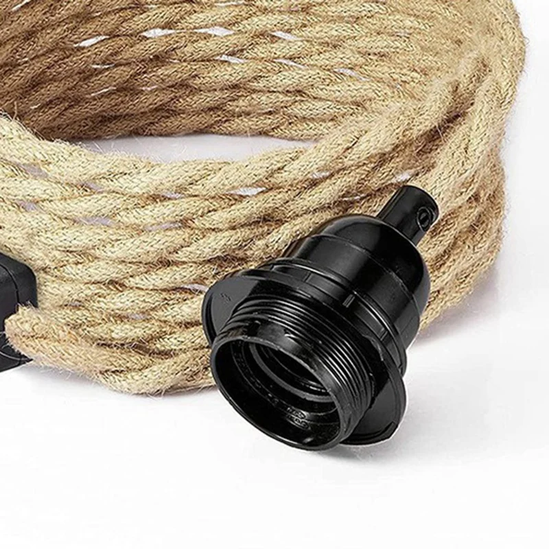 A25F-Retro Rope Chandelier Cord, Table Lamp Accessories With Cord Switch Plug (Without Bulb) EU Plug