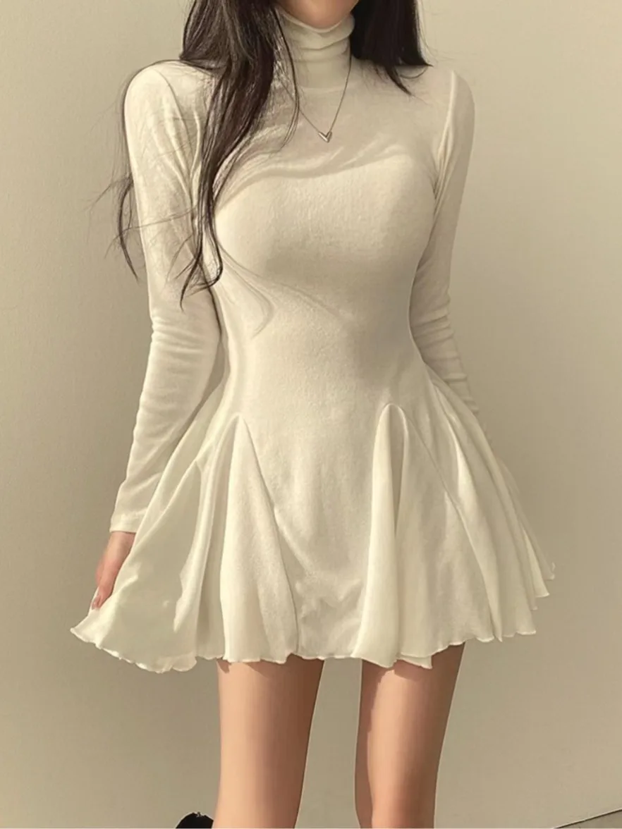 

Шикарная женская юбка High Ne Long Sve для похудения, белая базовая многослойная юбка, осень-зима, новинка Sle Commute Sle Pure E-commerce