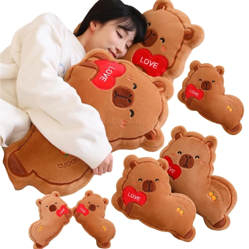 

2025 Adorable Love Capibara Throw Pillow Soft Dolls Cartoon Animals Toys Baby Accompany Sleeping Christmas Gifts For Girls Decor