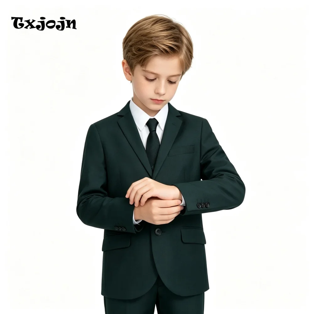 Casual Smart Green Boys Suit Jacket Pants 2-Piece Set Formal Blazer for Kids Wedding Tuxedo Suits 2-16 Years Custom Clothes