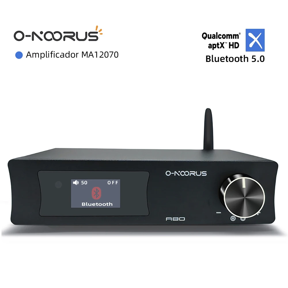 

O-NOORUS A80 Power Amplifier Class D MA12070 80W*2 2.1 HiFi Audio AMP USB C DAC Bluetooth 5.0 APTX-HD AUX With Remote Control